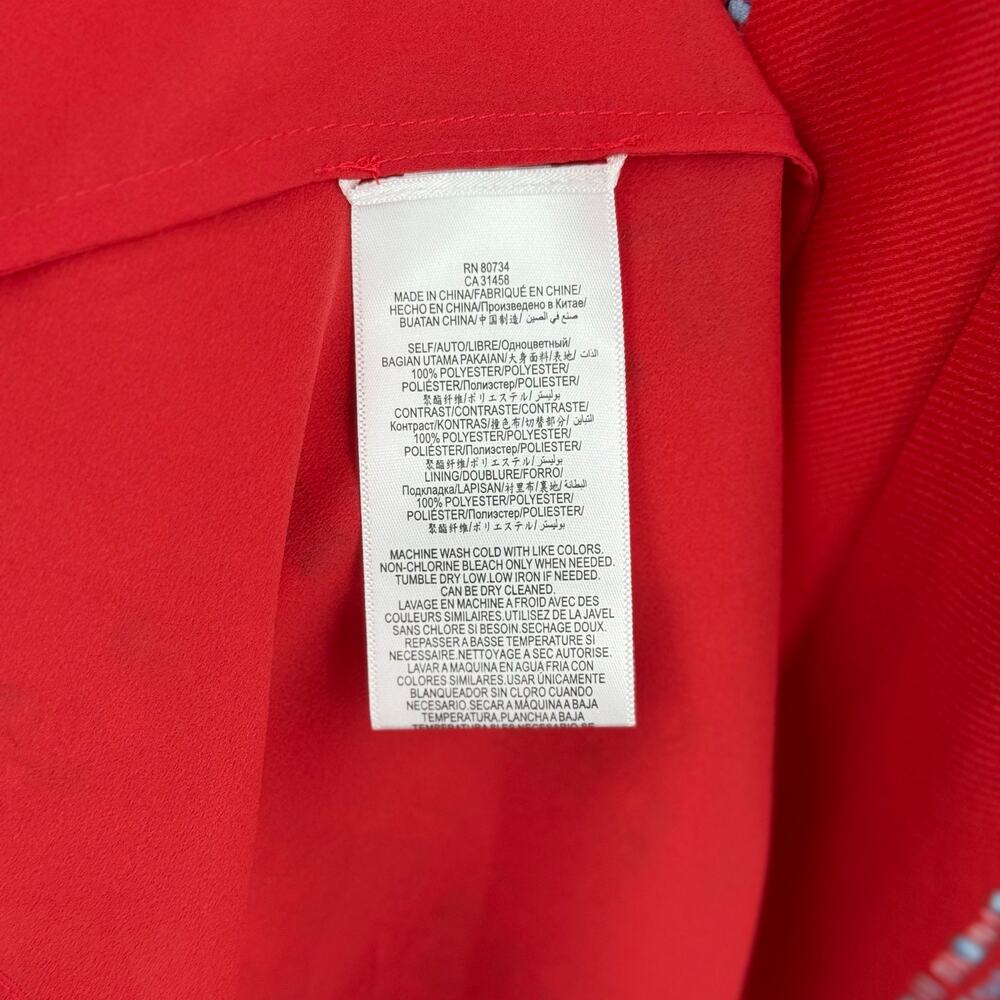 BCBG Maxazria Red V-Neck Handkerchief Hem Sleeveless Dress Women’s Medium - Picture 10 of 11
